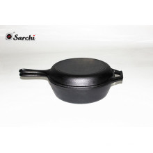 Cast Iron Sauce Pan with Skillet Lid Combo Cooker, 3QT